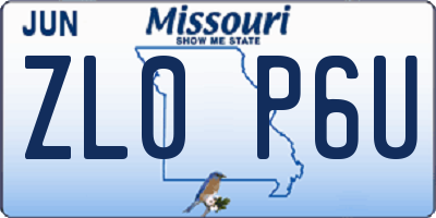 MO license plate ZL0P6U