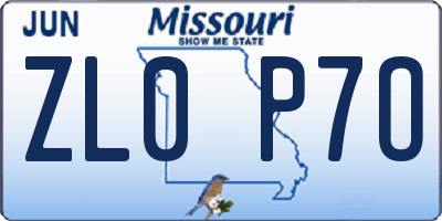 MO license plate ZL0P7O