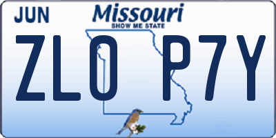 MO license plate ZL0P7Y