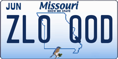 MO license plate ZL0Q0D