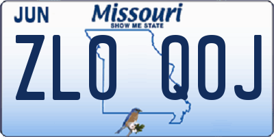 MO license plate ZL0Q0J