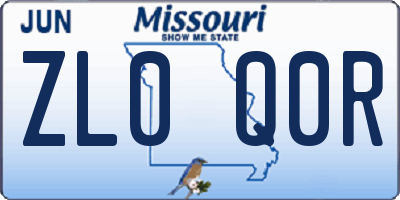 MO license plate ZL0Q0R