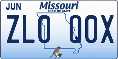 MO license plate ZL0Q0X