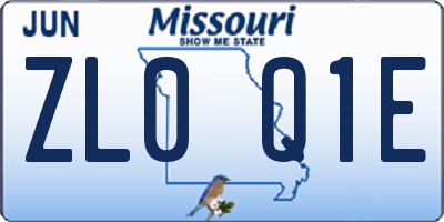 MO license plate ZL0Q1E