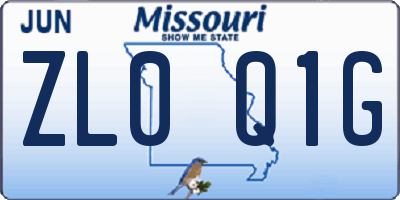 MO license plate ZL0Q1G