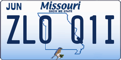 MO license plate ZL0Q1I