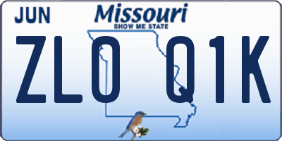 MO license plate ZL0Q1K