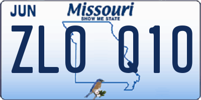 MO license plate ZL0Q1O