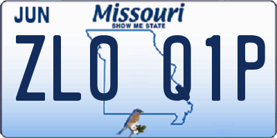 MO license plate ZL0Q1P