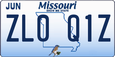 MO license plate ZL0Q1Z