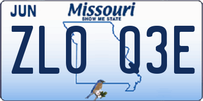 MO license plate ZL0Q3E