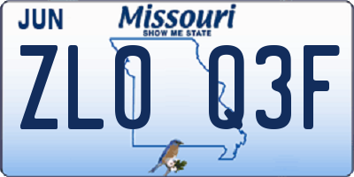 MO license plate ZL0Q3F