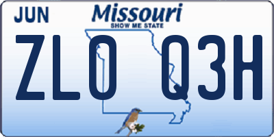 MO license plate ZL0Q3H