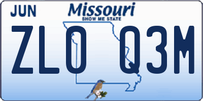 MO license plate ZL0Q3M