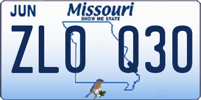 MO license plate ZL0Q3O