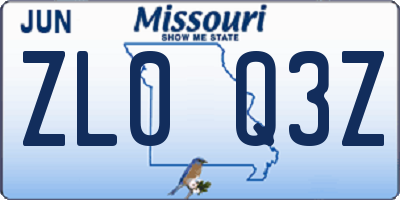 MO license plate ZL0Q3Z