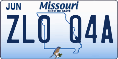 MO license plate ZL0Q4A