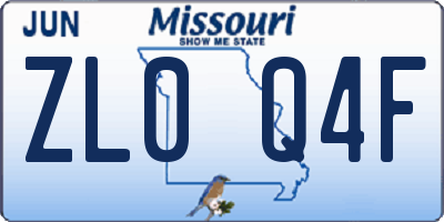 MO license plate ZL0Q4F