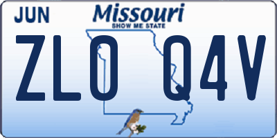 MO license plate ZL0Q4V