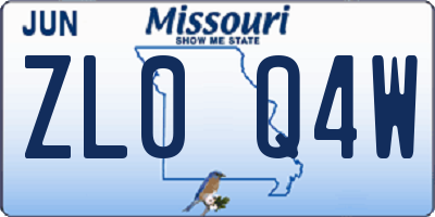 MO license plate ZL0Q4W