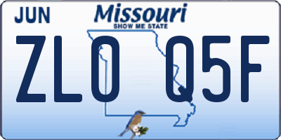MO license plate ZL0Q5F