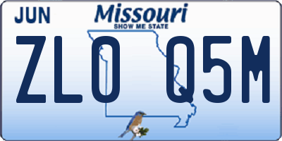 MO license plate ZL0Q5M