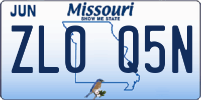 MO license plate ZL0Q5N