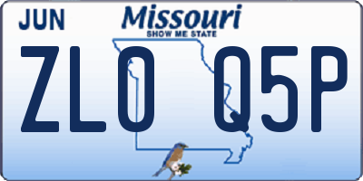 MO license plate ZL0Q5P