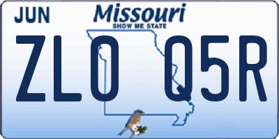MO license plate ZL0Q5R