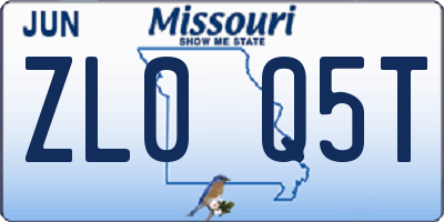 MO license plate ZL0Q5T