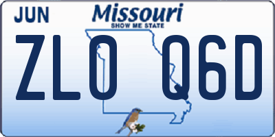MO license plate ZL0Q6D