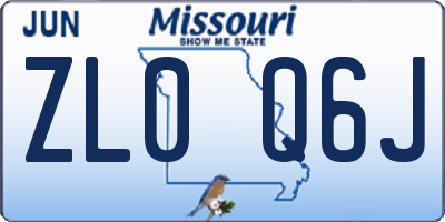 MO license plate ZL0Q6J
