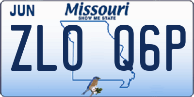 MO license plate ZL0Q6P