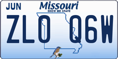 MO license plate ZL0Q6W