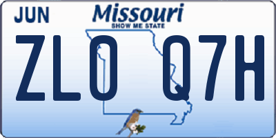 MO license plate ZL0Q7H