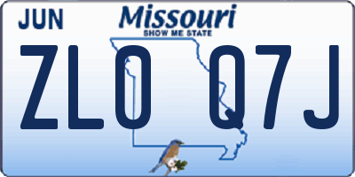 MO license plate ZL0Q7J