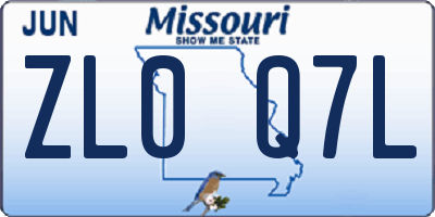 MO license plate ZL0Q7L