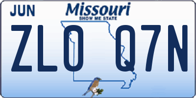 MO license plate ZL0Q7N