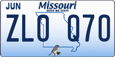 MO license plate ZL0Q7O