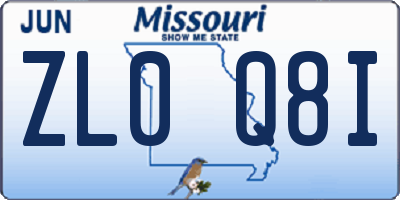 MO license plate ZL0Q8I
