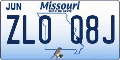MO license plate ZL0Q8J