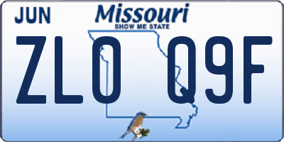 MO license plate ZL0Q9F