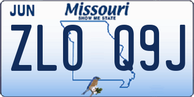 MO license plate ZL0Q9J