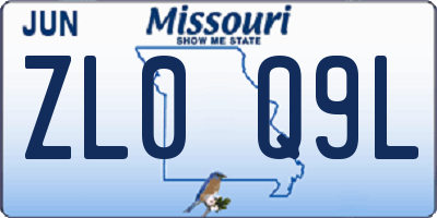 MO license plate ZL0Q9L