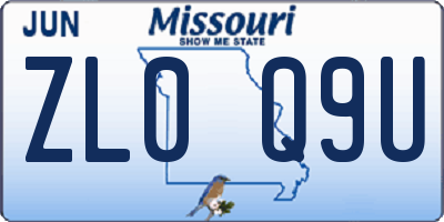 MO license plate ZL0Q9U