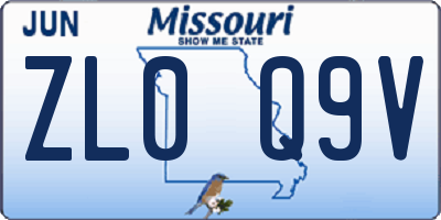 MO license plate ZL0Q9V
