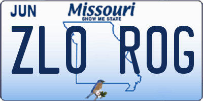 MO license plate ZL0R0G