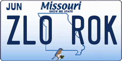 MO license plate ZL0R0K