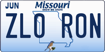 MO license plate ZL0R0N