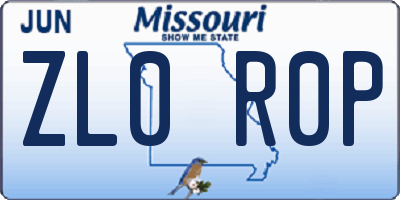MO license plate ZL0R0P